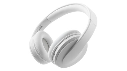 A modern white headphone with cushioned ear pads and adjustable headband, isolated on white background or transparent PNG.