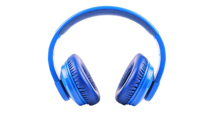 A modern blue headphone with cushioned ear pads and adjustable headband, isolated on white background or transparent PNG.