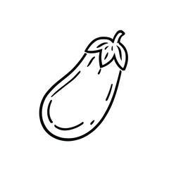 Eggplant Vegetable Icon – Black Outline Food Illustration