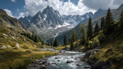 Majestic Mountain River Landscape