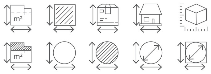Height and width line icon vector set.