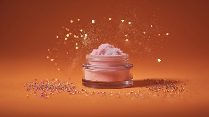 Magical Pink Bath Salt in Glass Jar with Golden Glitter
