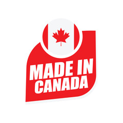 Made in Canada Label with Flag – Vector Badge Design for Country of Origin, Export, and Product Packaging