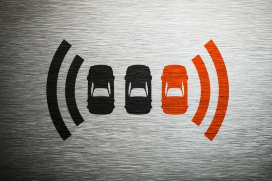 Innovative visual representation of vehicle proximity sensors indicating spatial awareness with intelligent detection systems and advanced automotive safety features