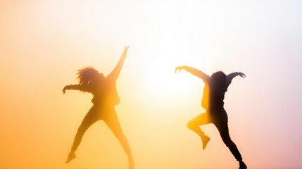Dancers express freedom and joy during sunset performance in urban setting