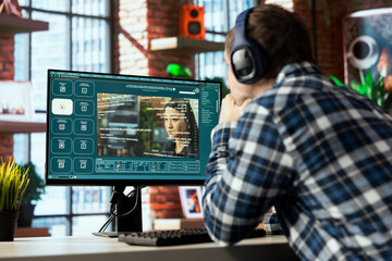 Man uses artificial intelligence for professional video creation with high quality AI avatars....