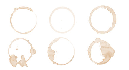 Collection Coffee Stain, Isolated On White Background, Vector Illustration