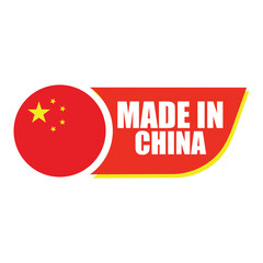 Made in China Label with Flag – Vector Badge Design for Country of Origin, Export, and Product Packaging