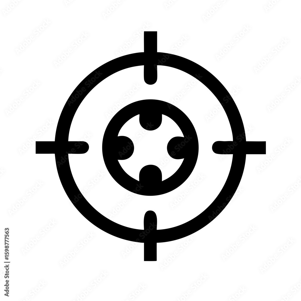 Poster target aim sniper scope vector icon for hunting and shooting accuracy and precision design element