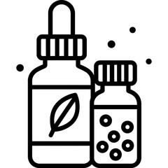 Obraz premium Homeopathic remedy bottles outline icon vector