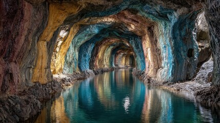 Vibrant Rainbow Tunnel A Colorful Underwater Cave
