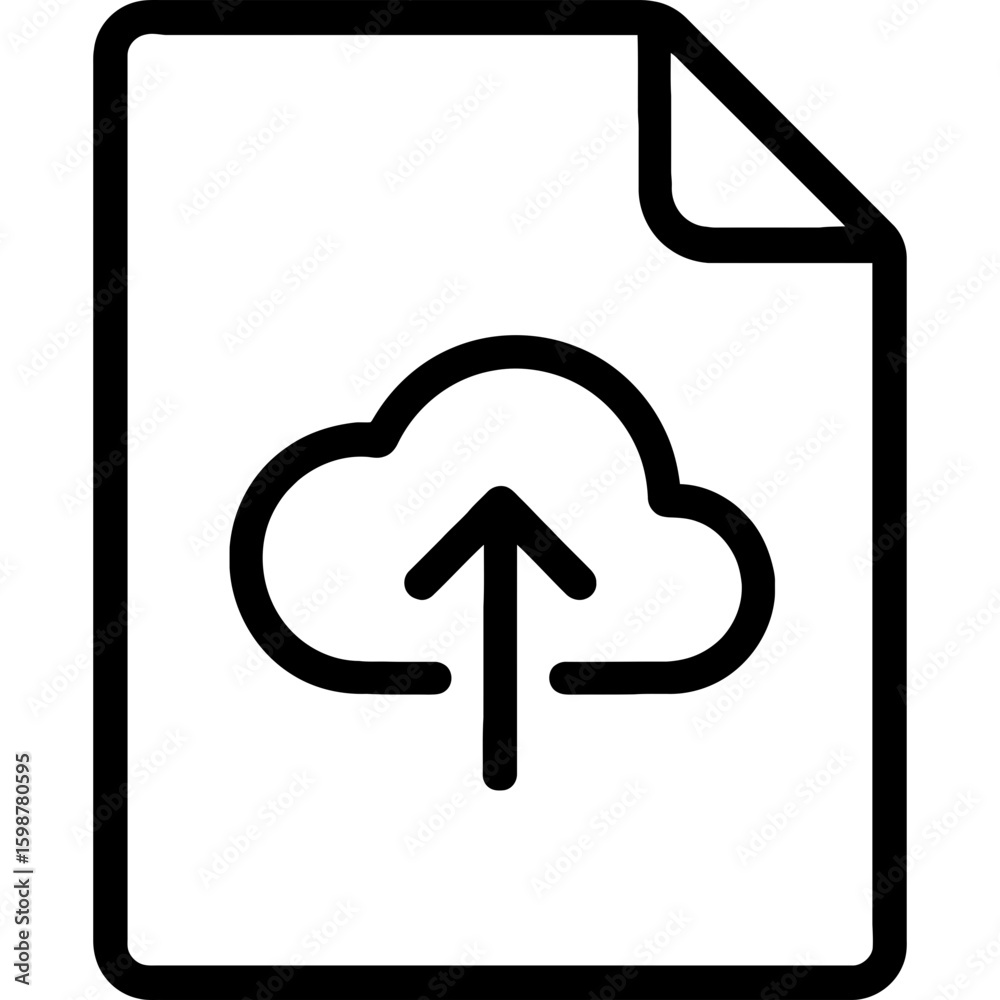 Poster file upload cloud with up arrow outline icon vector