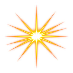 Orange starburst light effect with transparent background
