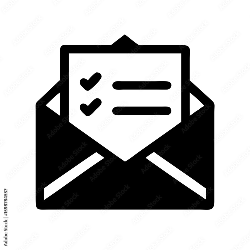 Poster email checklist vector icon for task management and inbox organization and productivity concept