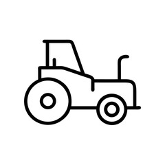 Outline of diesel tractor for agricultural use. Diesel tractor line art on white background, representing agricultural machinery. Promoting efficient farming with diesel tractor technology.