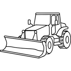 Naklejka premium Outlined snow-plow design for winter maintenance equipment on road. Snow-plow machine operates for removing snow, ice from roadways, parking lots, airfields, and railways,