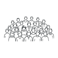 Naklejka premium Diverse group of adults and teens in line art illustration. Vector illustration