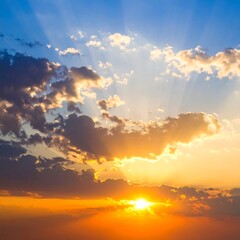 Dramatic sunset sky with clouds