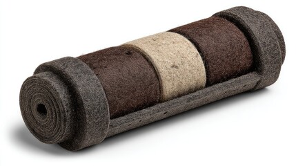 Rolled, multi-colored felt pads in a cylindrical form.
