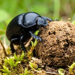 Dung beetle rolling dung ball (1)