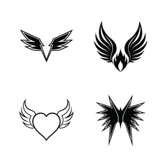 Obraz premium Elegant vector wings set: a symbolic design featuring feathers for a decorative tattoo or flying eagle illustration