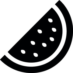 Black and White Watermelon Slice Icon in Minimal Vector Style