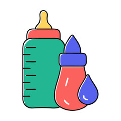 Fototapeta premium baby bottle with measurement marks and milk drops 