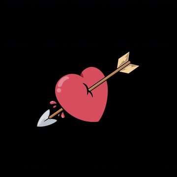 Heart Taking an Arrow. Broken Heart Animation for Love and Emotion Concepts.