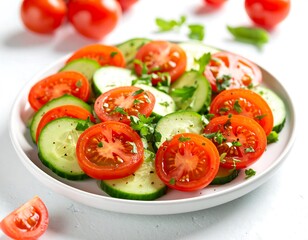 Fresh tomato and cucumber salad
