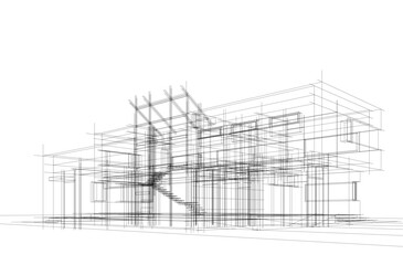 Fototapeta premium architectural drawing 3d vector illustration
