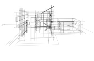 Obraz premium architectural drawing 3d vector illustration