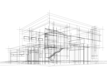 Obraz premium architectural drawing 3d vector illustration