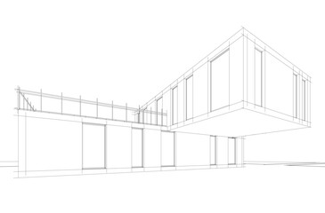 Fototapeta premium architectural drawing 3d vector illustration