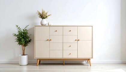 Light beige cabinet with plants
