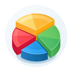 Colorful 3d pie chart with four segments