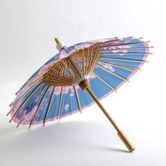 Light blue and pink parasol with cherry blossoms