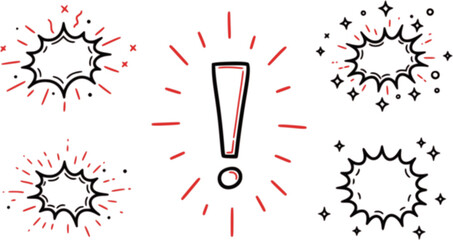 Fototapeta premium Comic cute speech bubble cartoon element icon set. Comic cute speech bubble, emphasis, star spark, line movement cartoon vector icon. Outline doodle speed motion, funny spark. Vector illustration