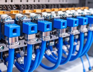 Electrical control panel with blue wiring