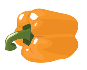 Bright vector illustration of an orange bell pepper. Perfect for culinary themes, healthy food concepts, vegetarian menus, or agricultural projects.