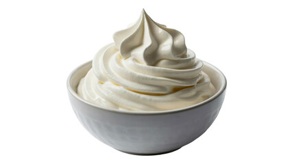 Delicious bowl of vanilla frozen yogurt dessert treat on a background isolated on transparent background
