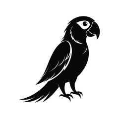 a parrot full black silhouette vector illustration on white background
