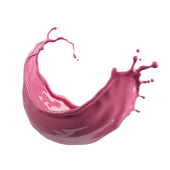 Pink paint splash liquid motion abstract design element advertisement isolated on transparent background