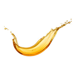 Liquid splash golden fluid motion flow abstract design element art isolated on transparent background