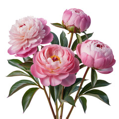 Beautiful pink peonies floral arrangement springtime bloom blossom flora isolated on transparent background