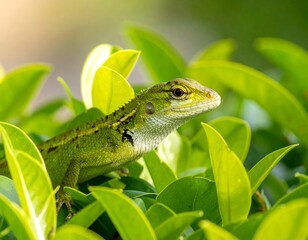 Lizard among vibrant leaves