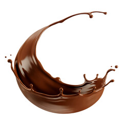 Delicious chocolate splash liquid motion dessert sweet food brown cacao isolated on transparent background