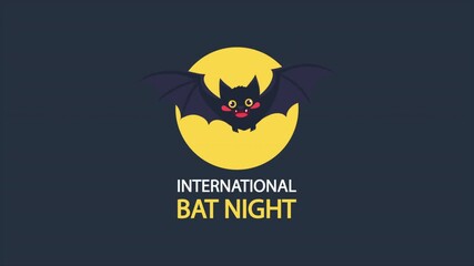 Bat night international moon, art video illustration.