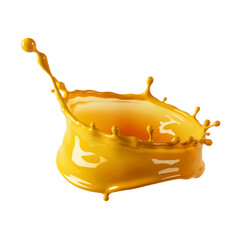 Liquid splash art motion concept with golden color liquid moment drop isolated on transparent background