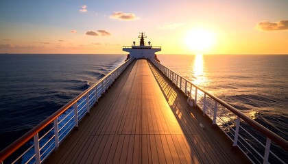 Obraz premium Cruise ship deck at sunset