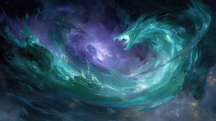 Colorful Abstract Pixelated Nebula In Space